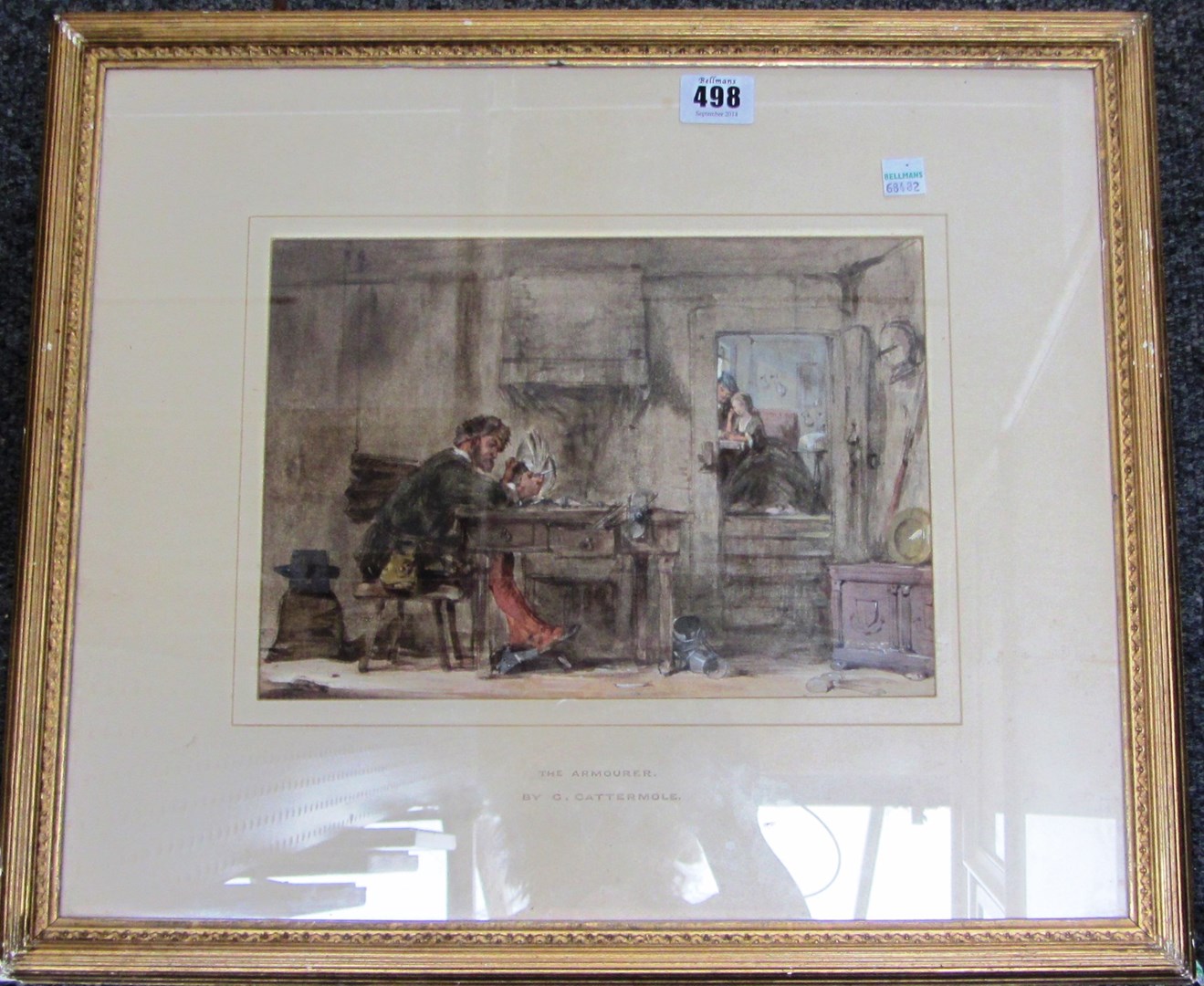 Appraisal: Charles Cattermole - The Armourer watercolour cm x cm Provenance