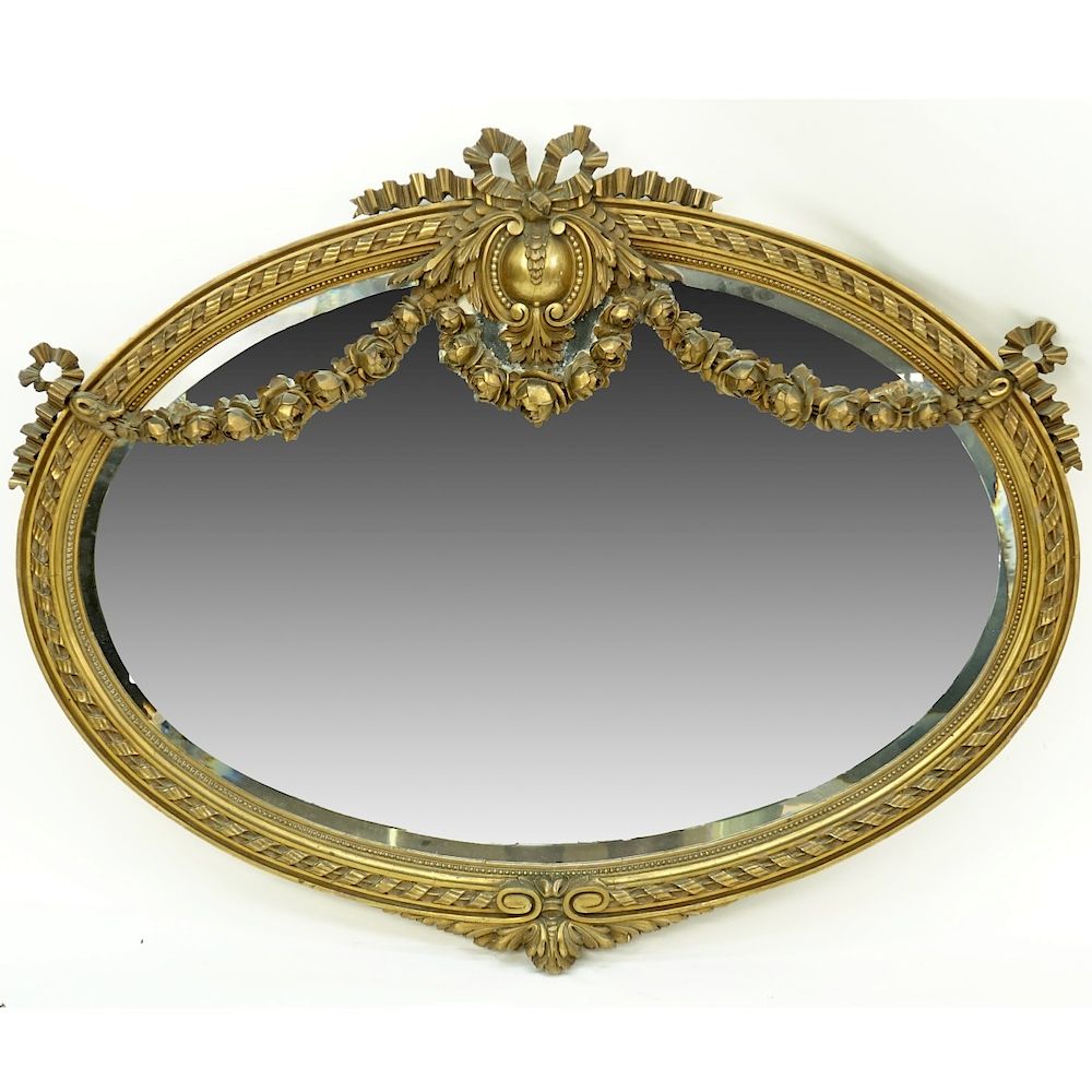 Appraisal: Louis XVI Style Mirror Antique Louis XVI Style Wood Carved