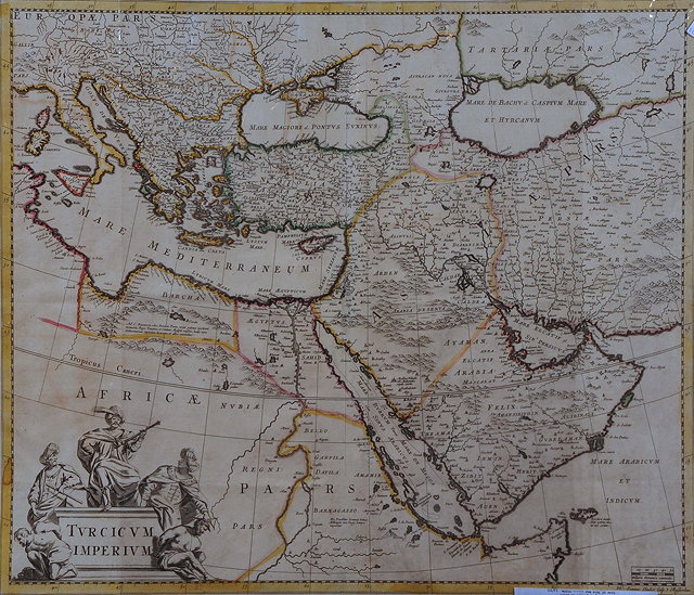 Appraisal: A BLAEU FAMILY HAND COLOURED MAP of the Mediterranean and