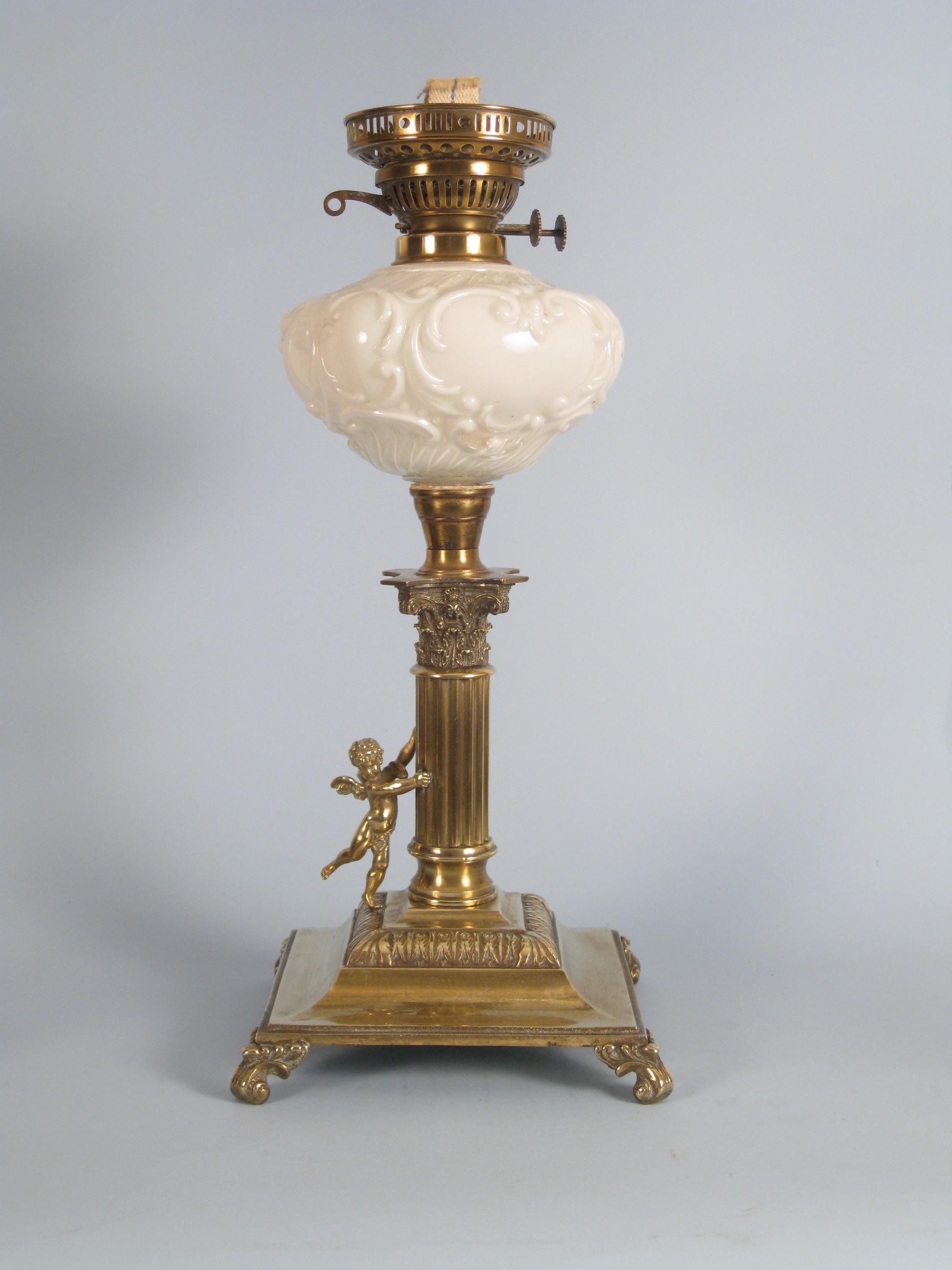 Appraisal: A th Century French brass Oil Lamp having Corinthian column