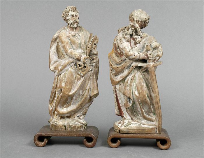 Appraisal: Pair of Continental Baroque Carved Half-Round Figures of Saints and