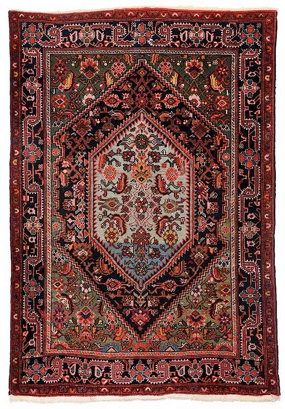 Appraisal: Josan Sarouk Rug Persian th century blue diamond shaped medallion