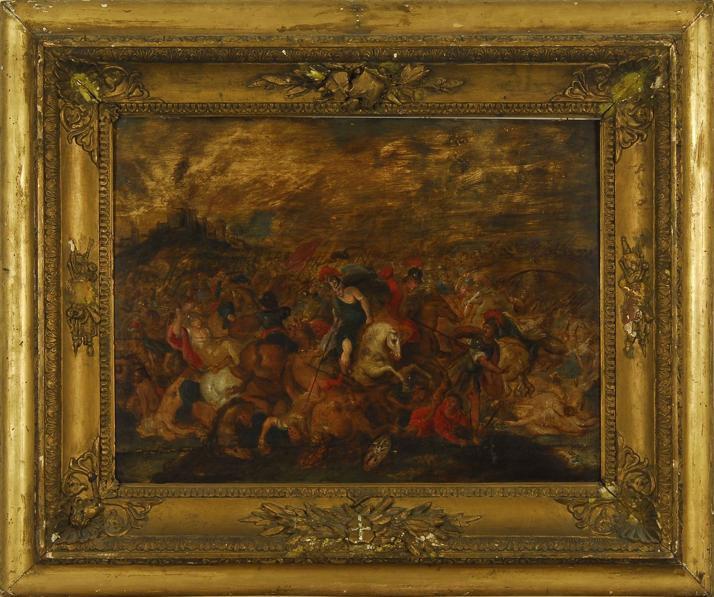 Appraisal: FLEMISH SCHOOL th CenturyAn epic battle scene depicting mounted and