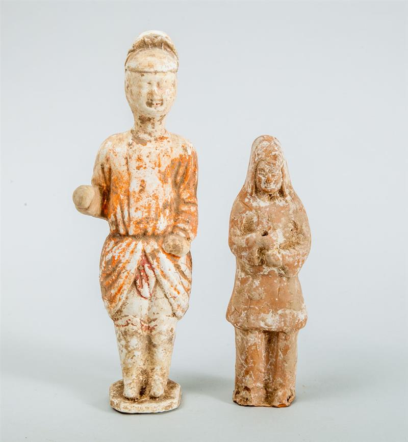 Appraisal: TANG STYLE POTTERY FIGURE OF A MOURNER AND A FIGURE