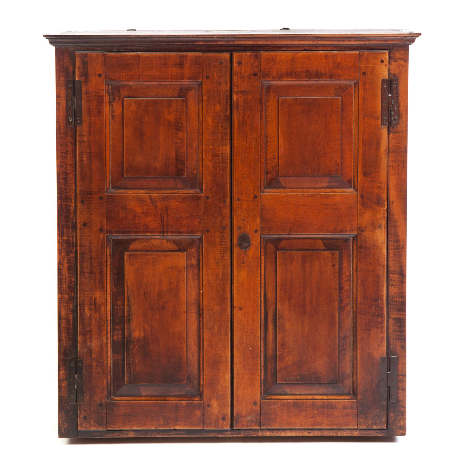 Appraisal: EARLY HANGING CUPBOARD American st quarter- th century maple Dovetailed