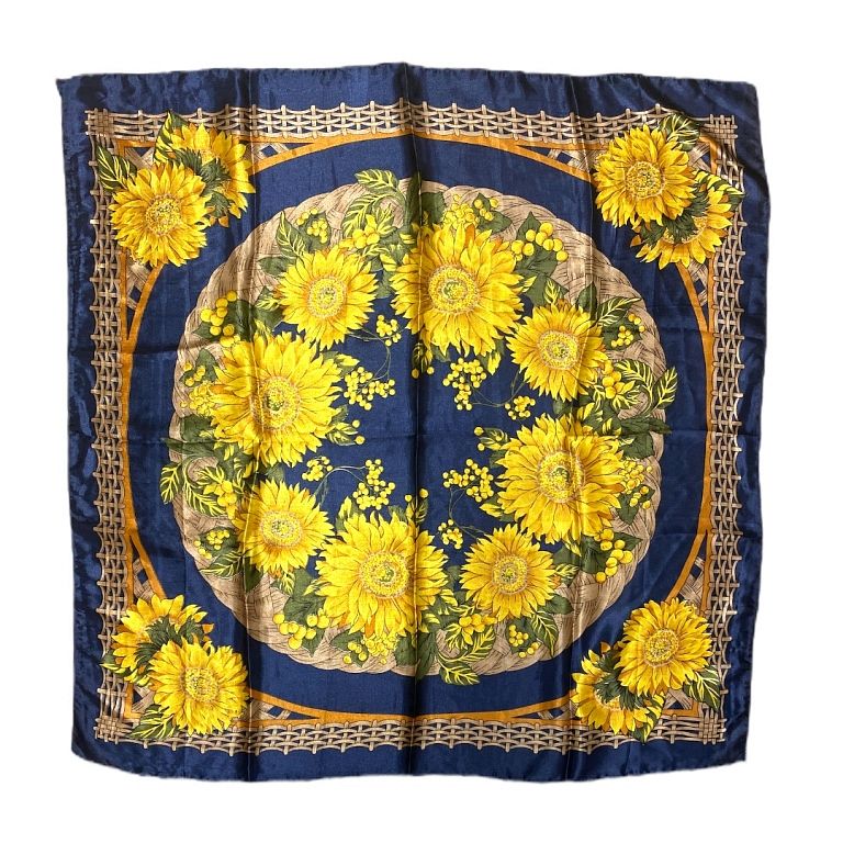 Appraisal: Silk Scarf Sunflowers Possibly Hermes Silk Scarf Sunflowers Possibly Hermes