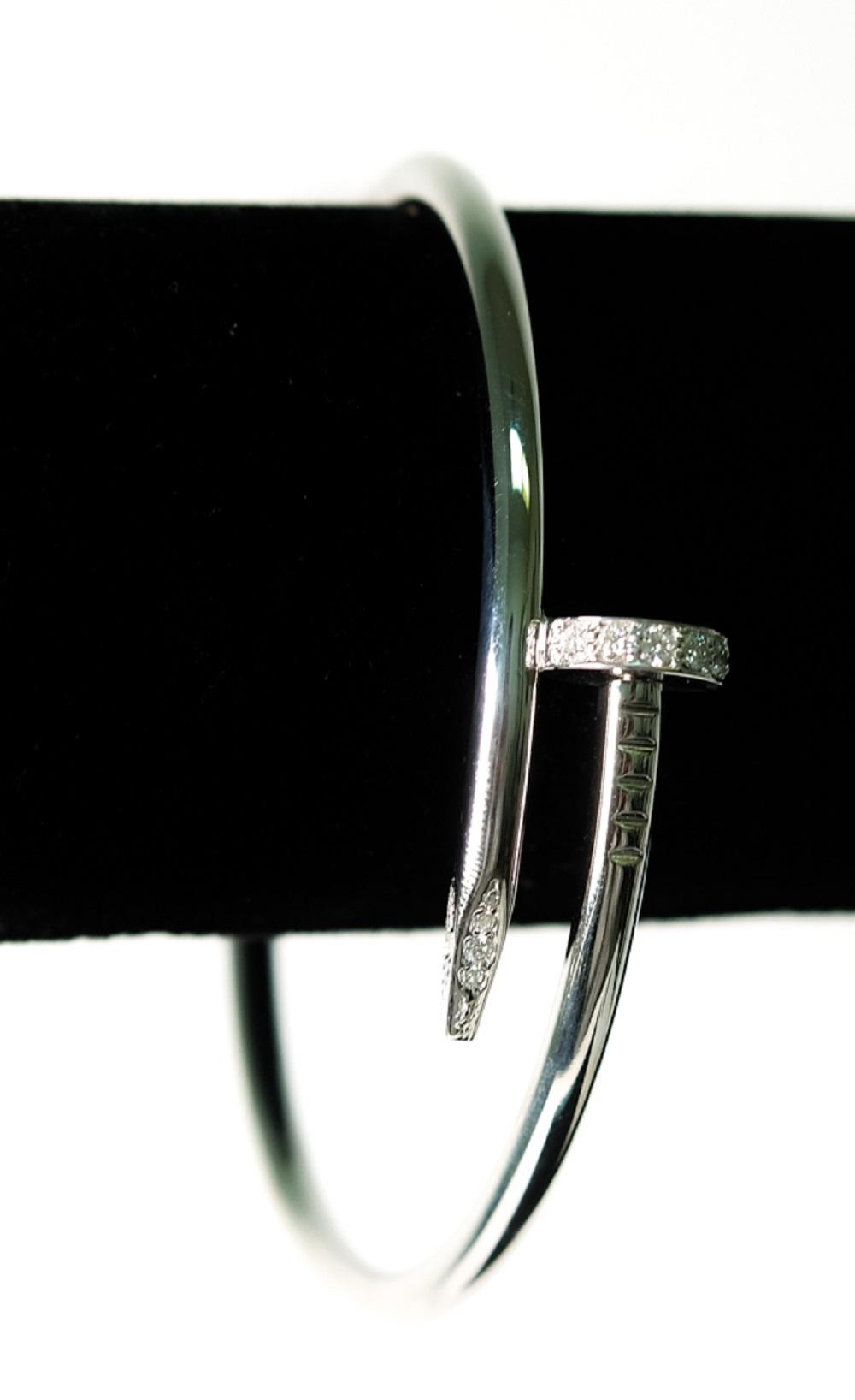 Appraisal: K WHITE GOLD BENT NAIL DIAMOND BRACELETStyle of Cartier k