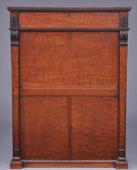 Appraisal: GEORGE IV MAHOGANY SECR TAIRE ABATTANT The top with reeded