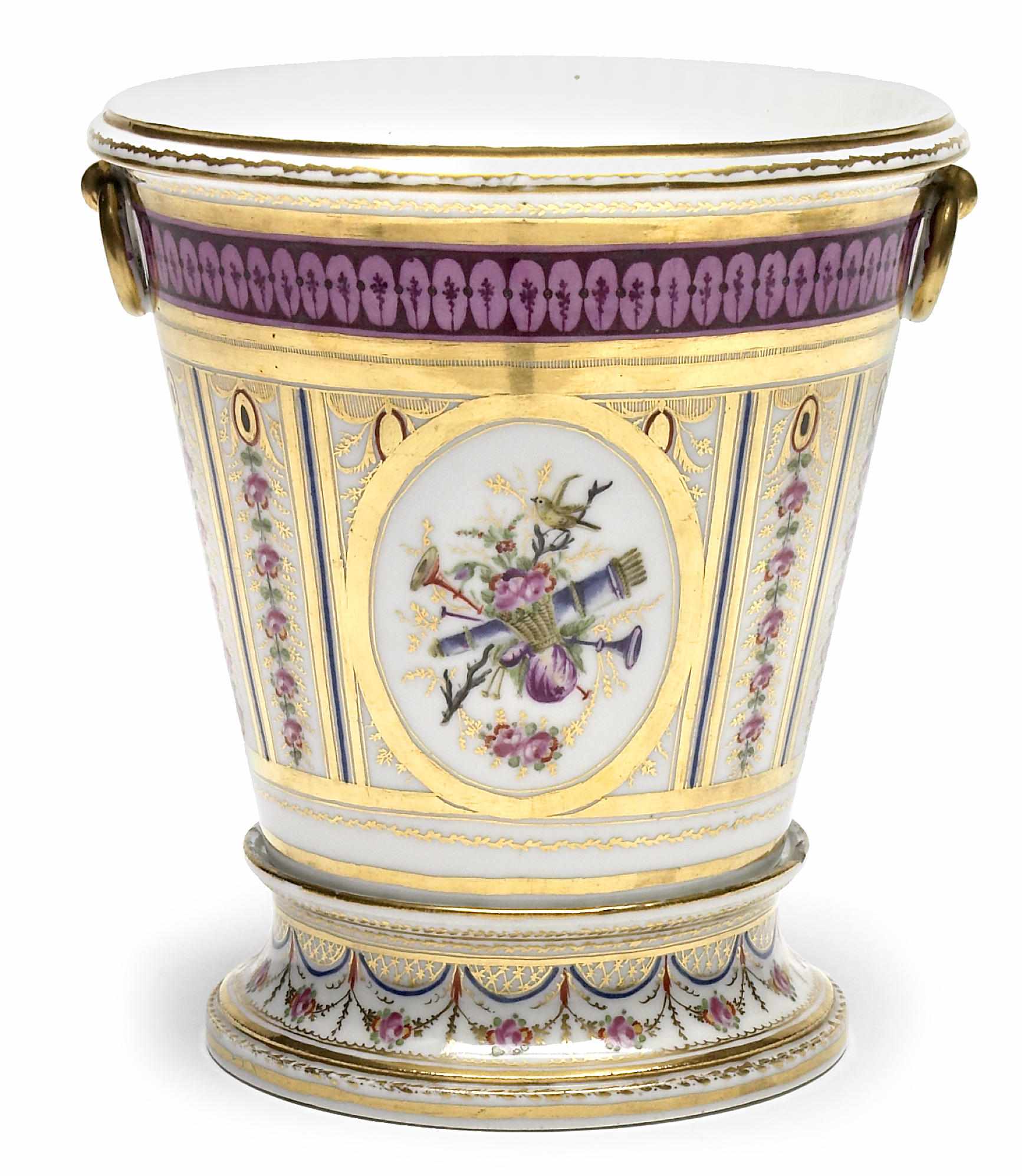 Appraisal: A French porcelain jardinire on stand late th century Of