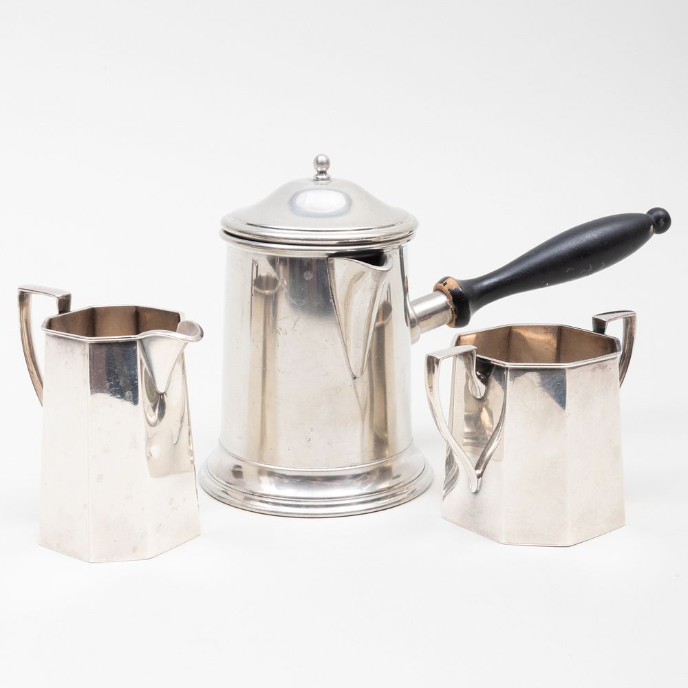 Appraisal: Pewter Coffee Pot and an American Silver Sugar Bowl and