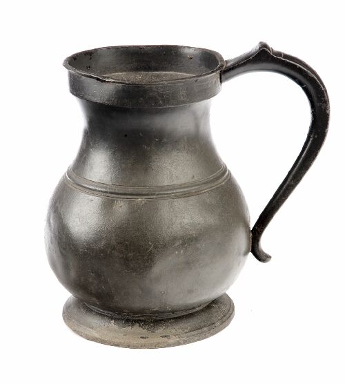 Appraisal: A th century pewter gallon measure of bulbous shape with