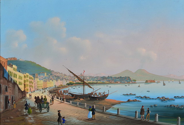 Appraisal: NEAPOLITAN SCHOOLThe Bay of Naples gouache x cm in maple