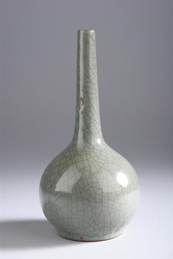 Appraisal: CHINESE GE-STYLE CELADON PORCELAIN BOTTLE VASE th century - in