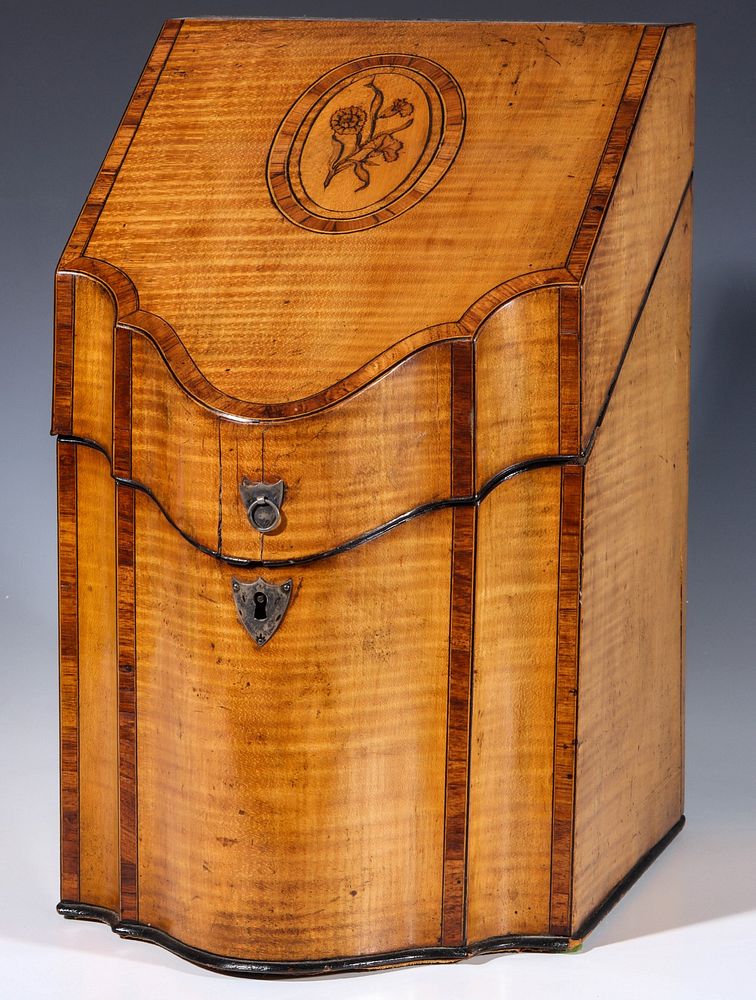 Appraisal: A FINE GEORGE III SATINWOOD KNIFE BOX CIRCA The satinwood