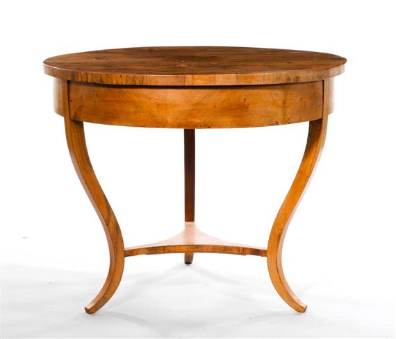 Appraisal: ROUND TABLE Biedermeier Switzerland Walnut D H cm Slightly bleached