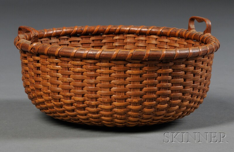 Appraisal: Small Round Nantucket Basket early th century shallow basket with