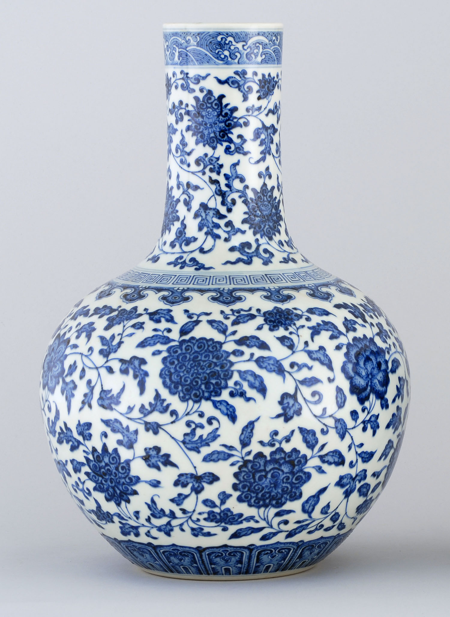 Appraisal: BLUE AND WHITE PORCELAIN VASE Qianlong-style in ovoid form with