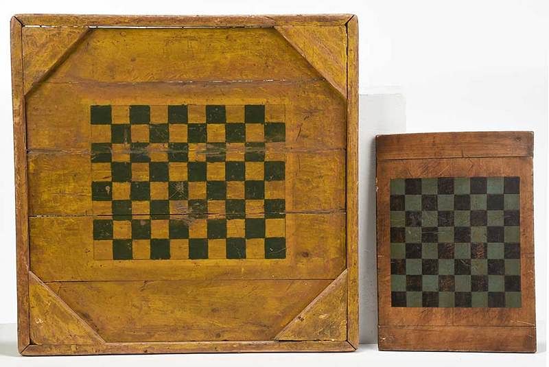 Appraisal: Two American Country Paint Decorated Game Boards th century larger