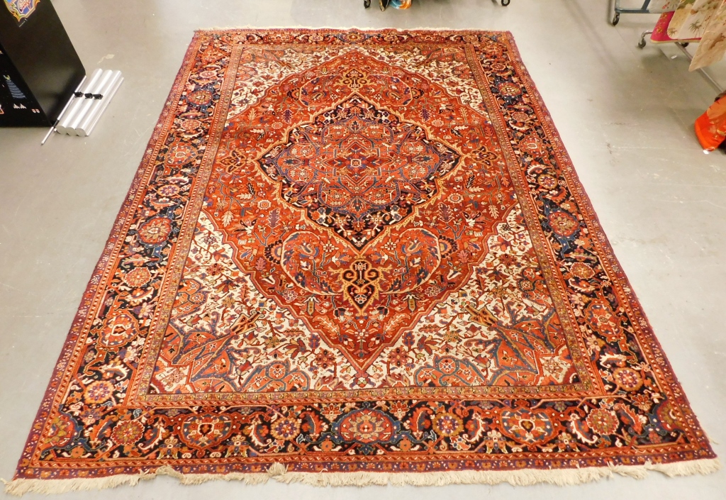 Appraisal: MAHAL BLUE AND RED FLORAL TENDRIL CARPET RUG Middle East