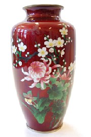 Appraisal: JAPANESE PIDGEON BLOOD CLOISONNE VASE