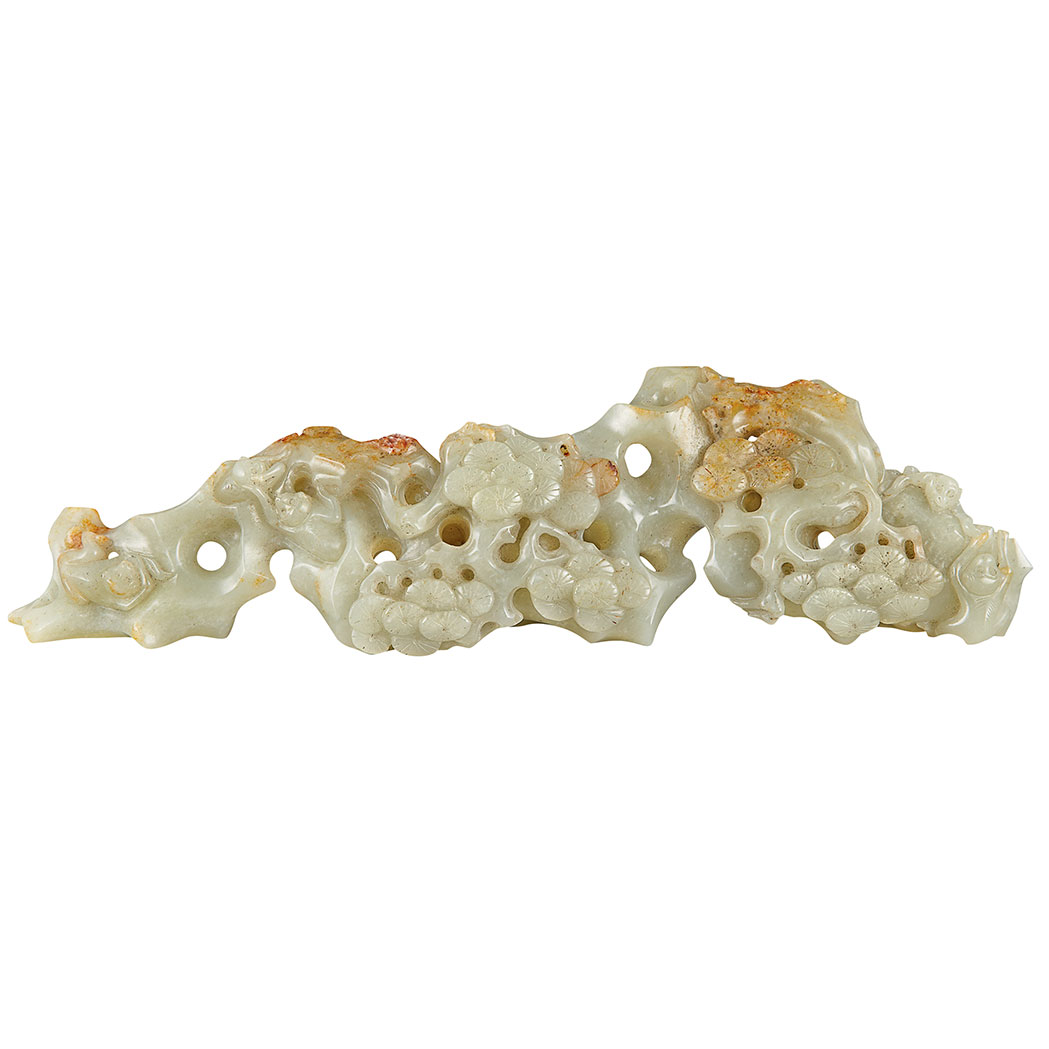 Appraisal: Chinese Celadon Jade Brush Rest The horizontal shape carved and