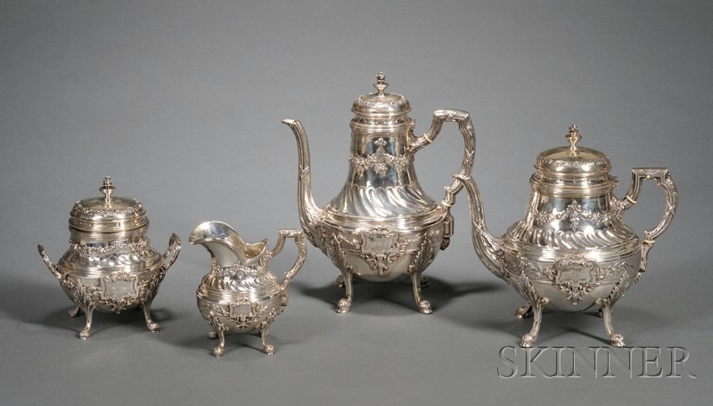 Appraisal: Four Piece French Silver Tea and Coffee Service c comprising