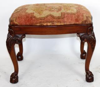 Appraisal: Chippendale style mahogany foot stool with ball claw feet h