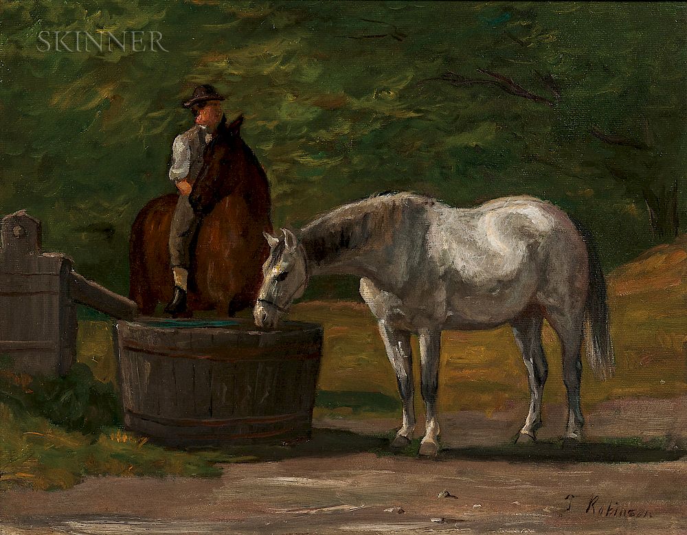 Appraisal: Thomas Harris Robinson American - At Watering Trough Thomas Harris