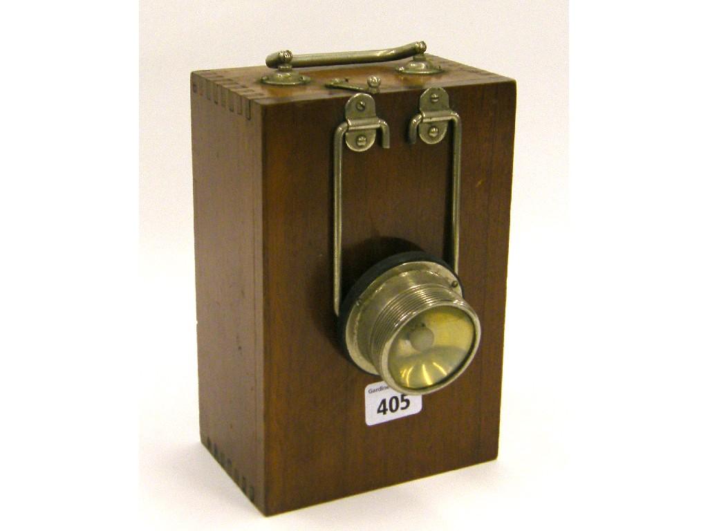 Appraisal: Mahogany cased Ever Ready battery and lamp with original battery