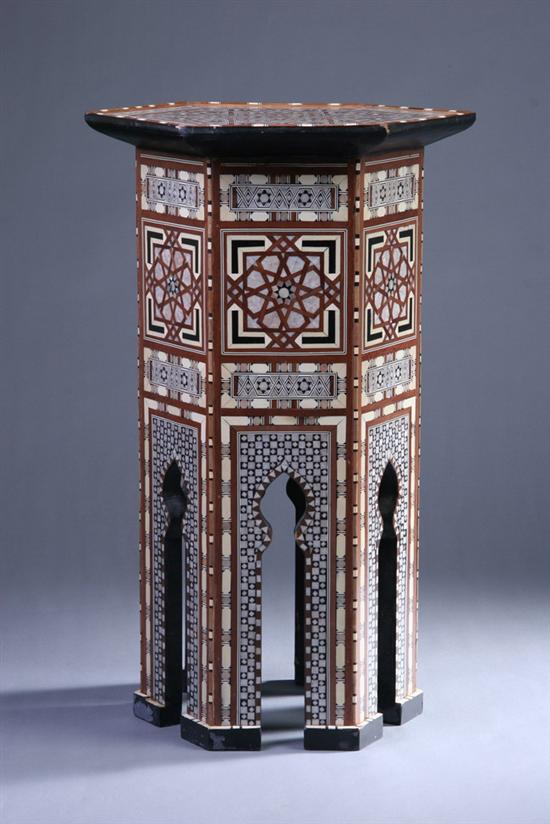 Appraisal: OTTOMAN STYLE INLAID WOOD TABLE th century - in x