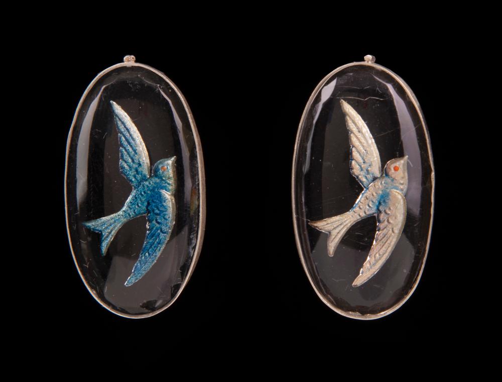 Appraisal: Pair of Mario Villa Nicaraguan New Orleans - Glass Swallow