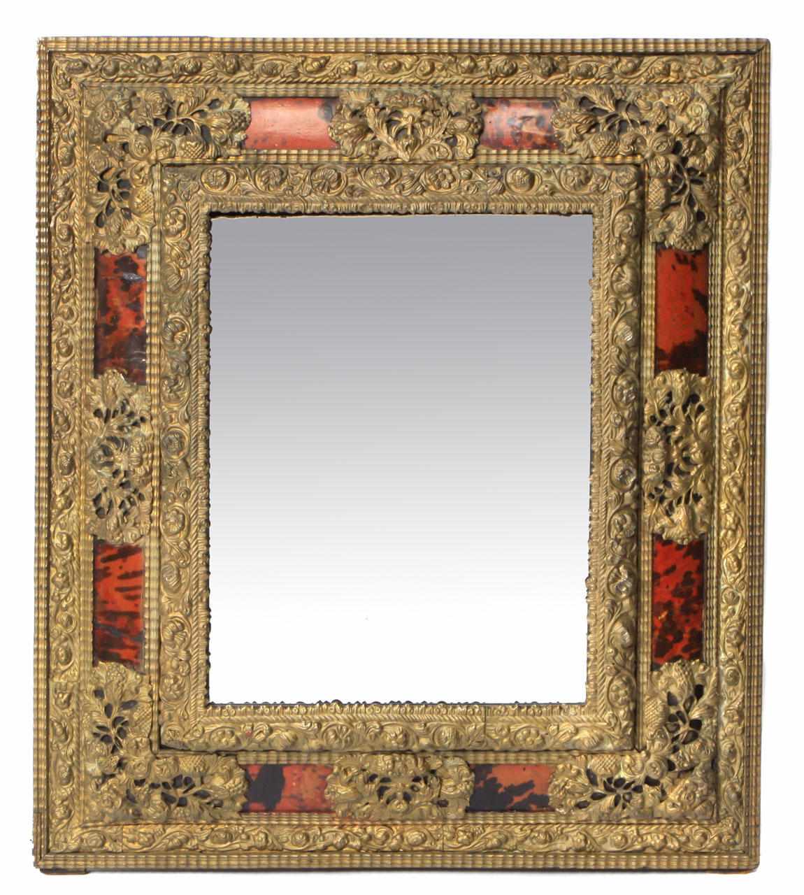 Appraisal: A Dutch Baroque style repouss brass wall mirror late th