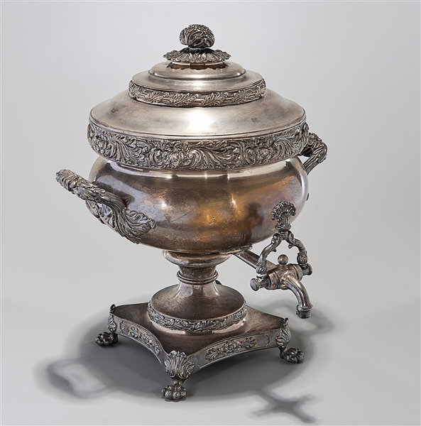 Appraisal: Antique silver plate samovar x x approx