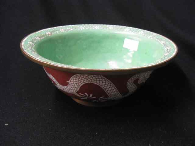 Appraisal: Chinese Cloisonne Bowl with Dragon Design red white exterior green