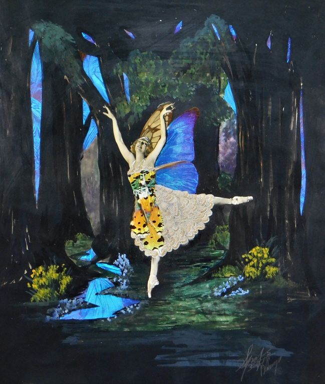 Appraisal: Spaj Atkinson Butterfly Wing Ballerina Collage Spaj Atkinson England Early