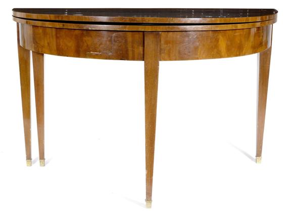 Appraisal: DEMI-LUNE DROP-LEAF TABLE Biedermeier Mahogany x x cm