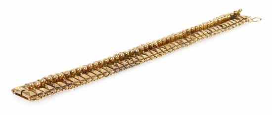 Appraisal: A Vintage Karat Rose Gold Textured Link Bracelet consisting of