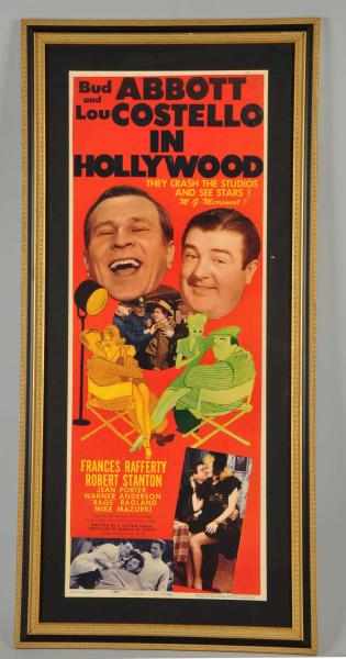 Appraisal: Framed Abbott Costello Hollywood Poster Description Copyrighted Number Very bright