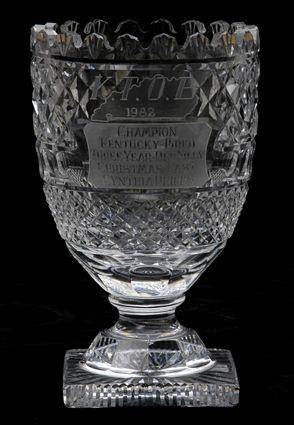 Appraisal: CONTEMPORARY CUT AND ENGRAVED GLASS PRESENTATION HORSE TROPHY K T