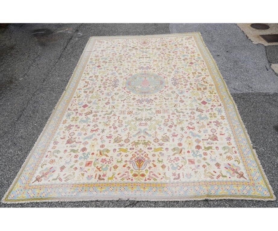 Appraisal: Palace size Portuguese garden carpet with colorful animal figures '