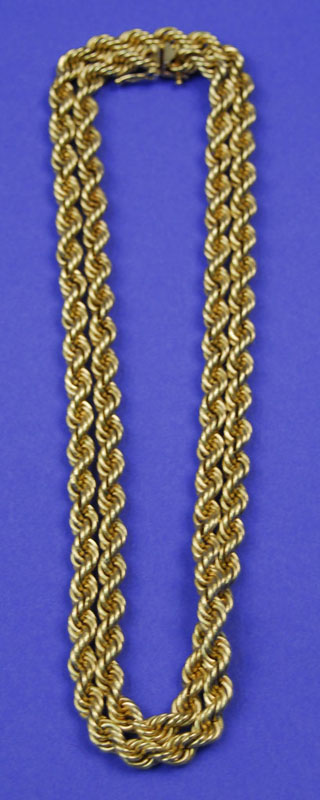 Appraisal: K YELLOW GOLD ROPE TWIST NECKLACE length inches weight dwts