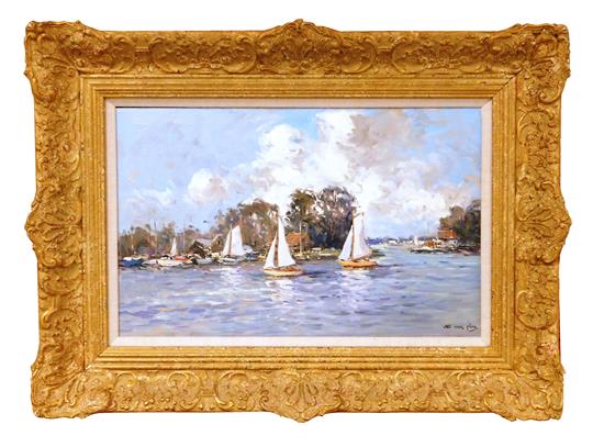 Appraisal: Niek Van der Plas Dutch b De Kagerplassen oil on