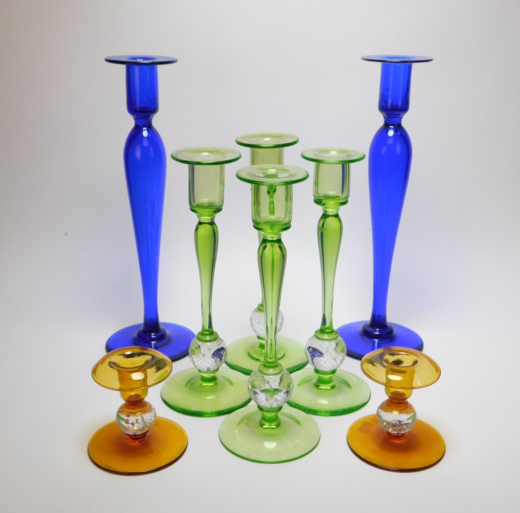 Appraisal: PR PAIRPOINT GLASS CANDLESTICKS Massachusetts th CenturyIncludes two sets of