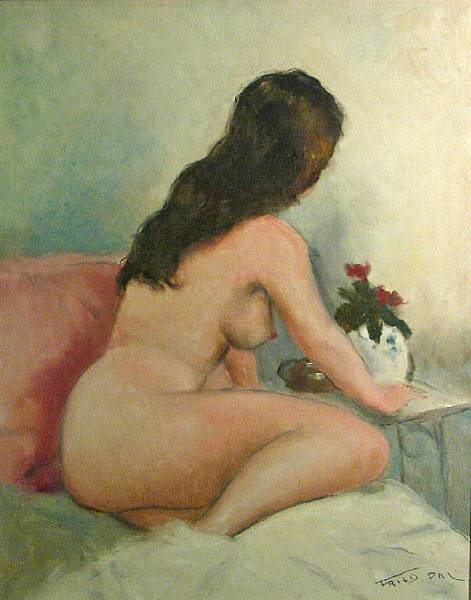 Appraisal: Pal Fried Hungarian American - Seated nude and flowers signed