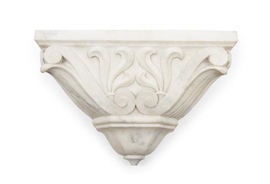 Appraisal: Sale Lot A Continental Carved Marble Bracket th century having