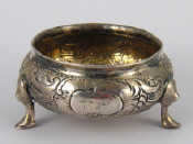 Appraisal: A Russian th century silver gilt lined cauldron salt on