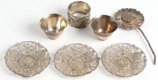 Appraisal: Group of Chinese Japanese Silver incl K Uyeda Uyeda flower