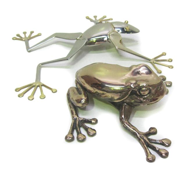 Appraisal: DEAN RUSLING BRONZE FROG SCULPTURE SIGNED ANOTHER FROG SCULPTURE DEAN