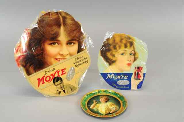 Appraisal: MOXIE AD LOT Includes tin litho tip tray and two