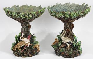 Appraisal: Pair of Schweidnitz majolica compotes late th early th century